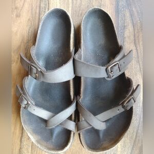 Birkenstock Tan Mayari Birko Flor Faux Leather Sandals Size 8